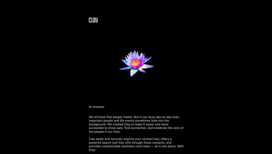 Clay Welcome Email
