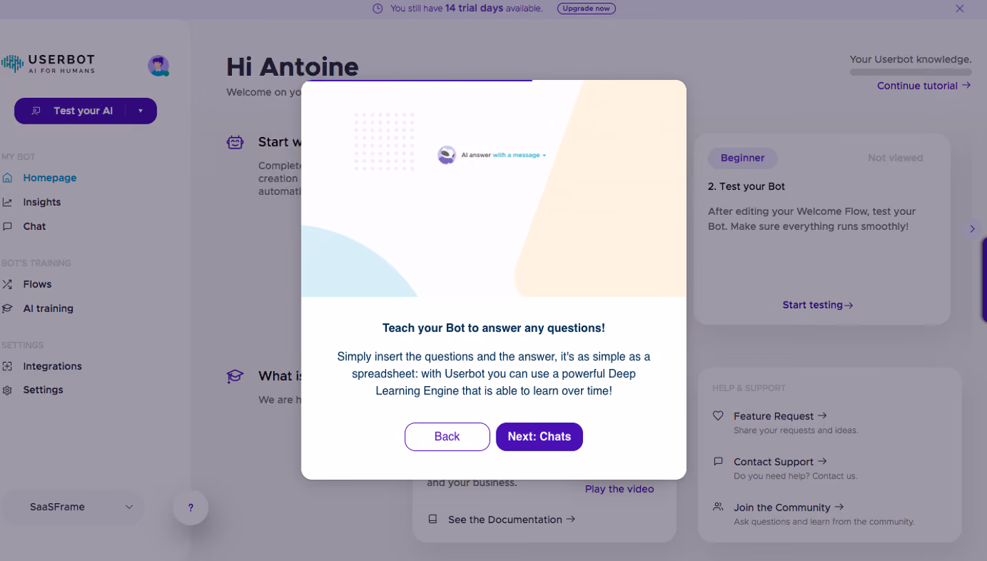 Userbot Product Tour