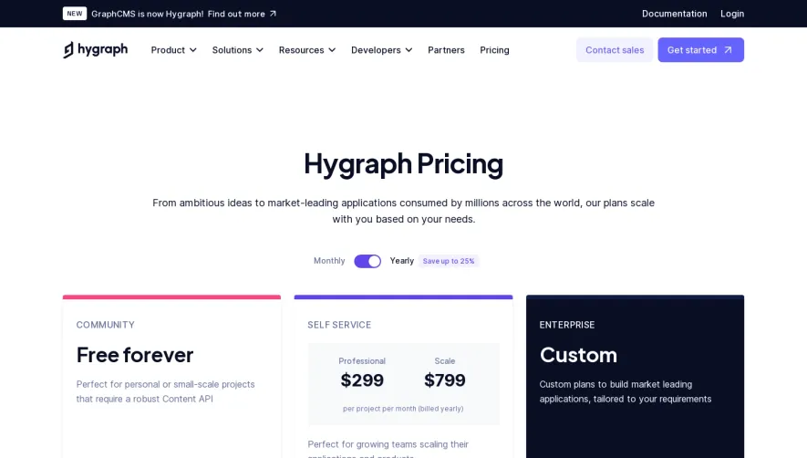 GraphCMS Pricing Page