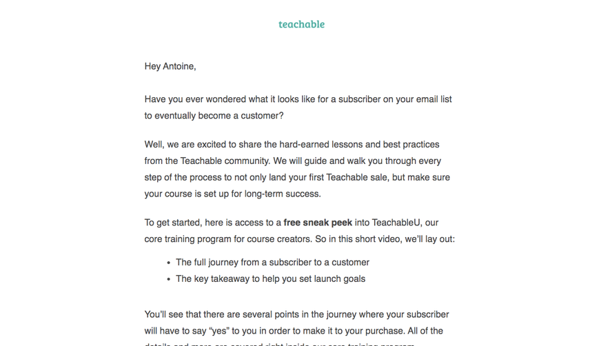 Teachable Onboarding Email Flow