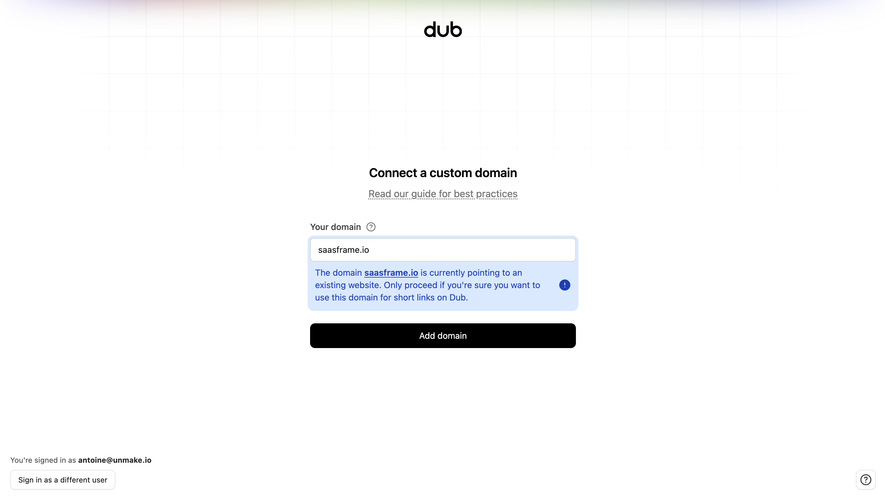 Dub Connect a custom domain