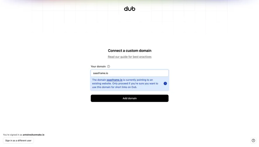 Dub Connect a custom domain