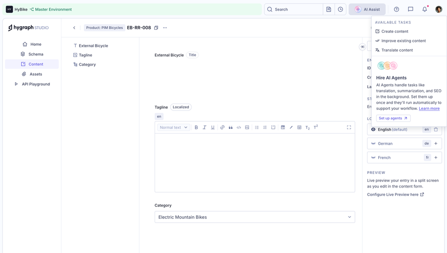 GraphCMS Blank rich text content editor