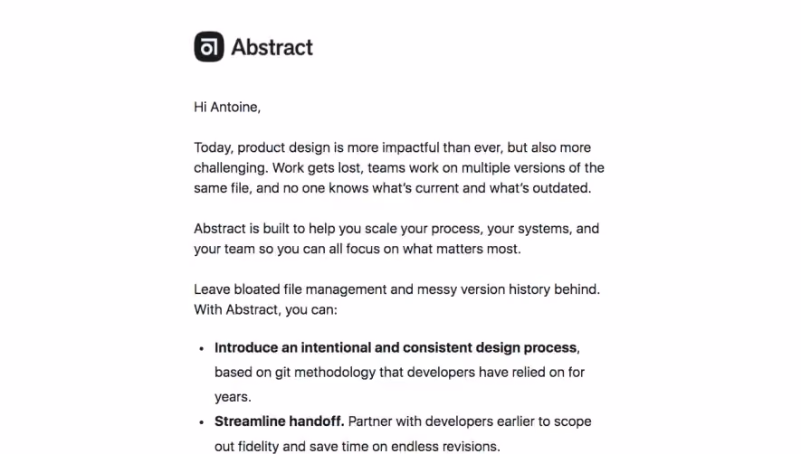Abstract Welcome Email