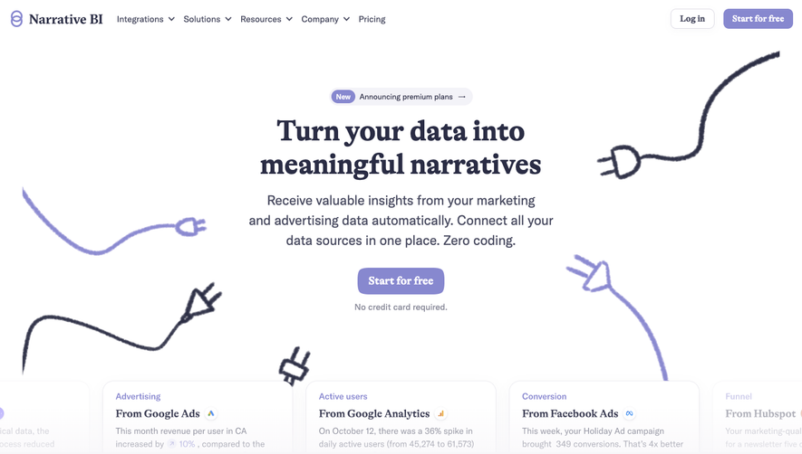 Narrative BI Landing Page
