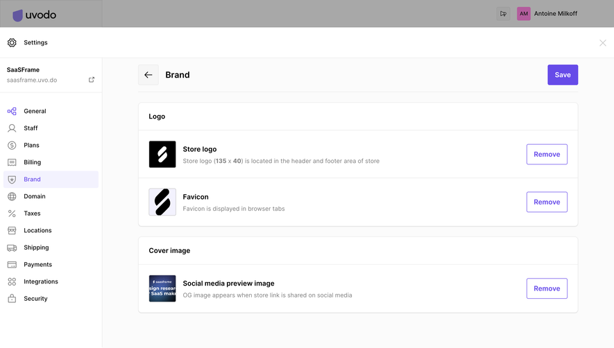 Uvodo Brand Settings