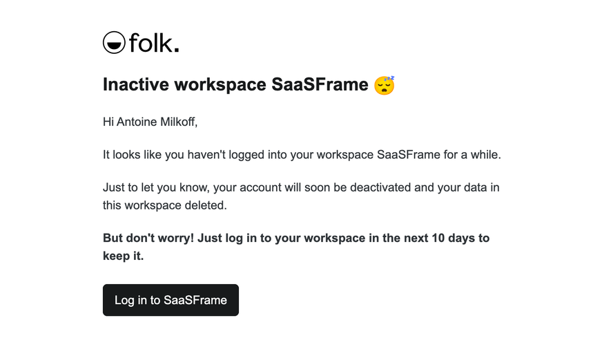 Folk Account Deletion Email