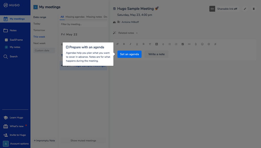 Hugo User Onboarding