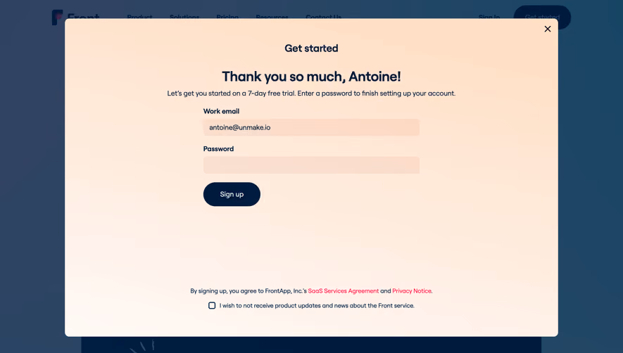 Front Signup