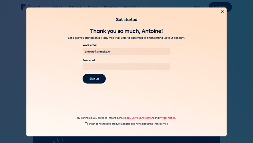 Front Signup