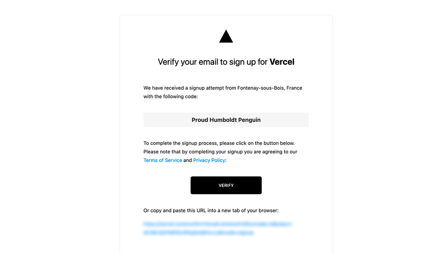 Vercel Verification Email
