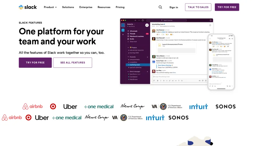 Slack Features Page