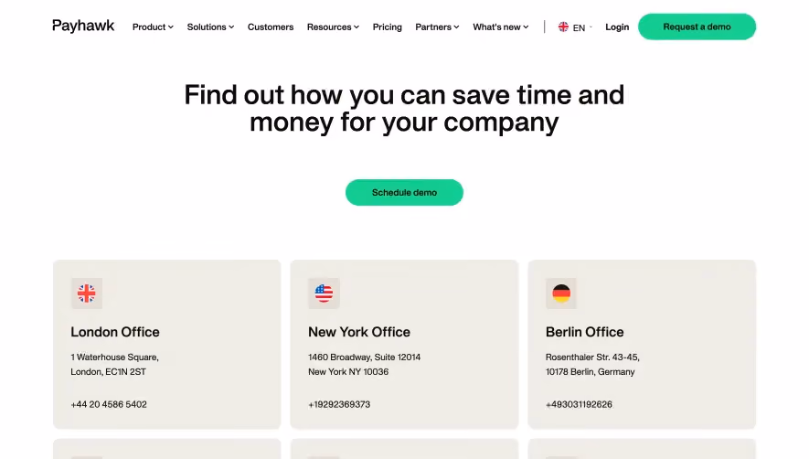 Payhawk Contact Page