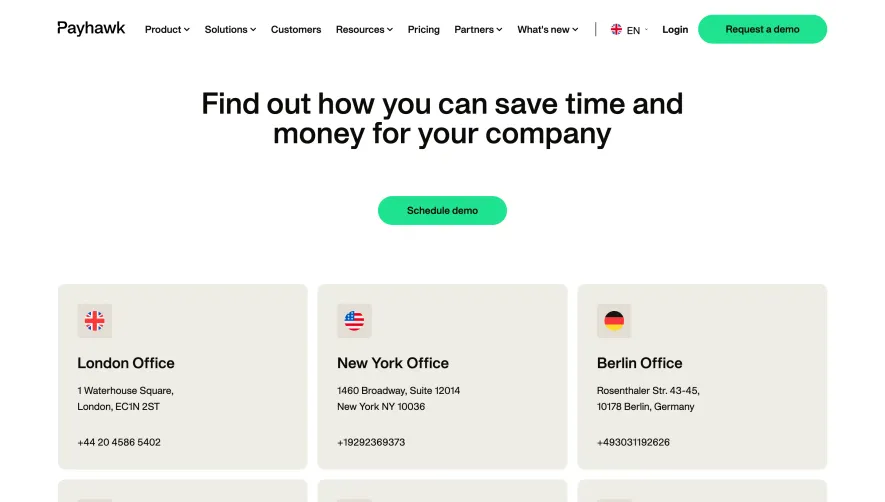 Payhawk Contact Page