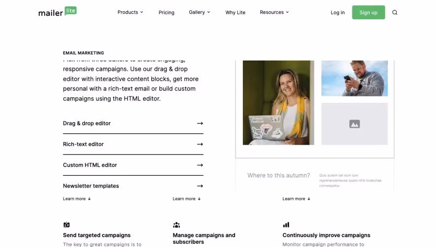 MailerLite Features Page