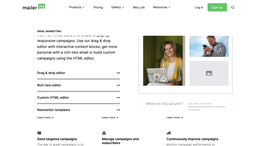 MailerLite Features Page