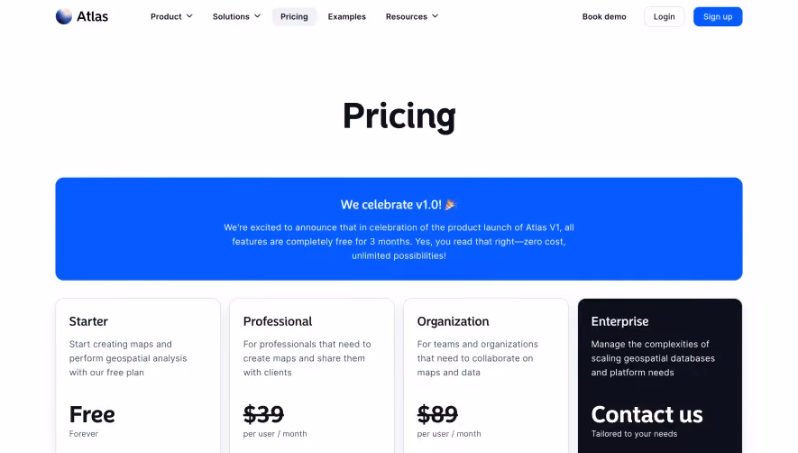 Atlas Pricing Page