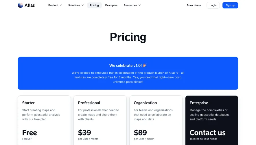 Atlas Pricing Page