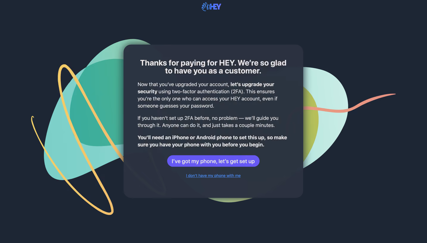 Hey Sign Up Flow