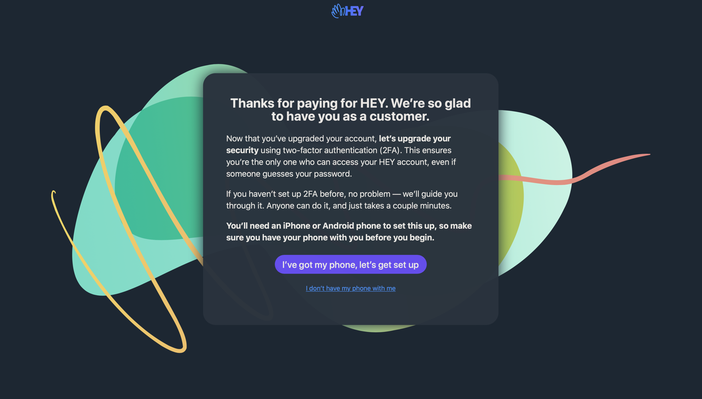 Hey Sign Up Flow
