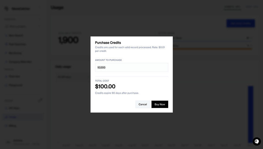 NewsCatcher Purchase Credits