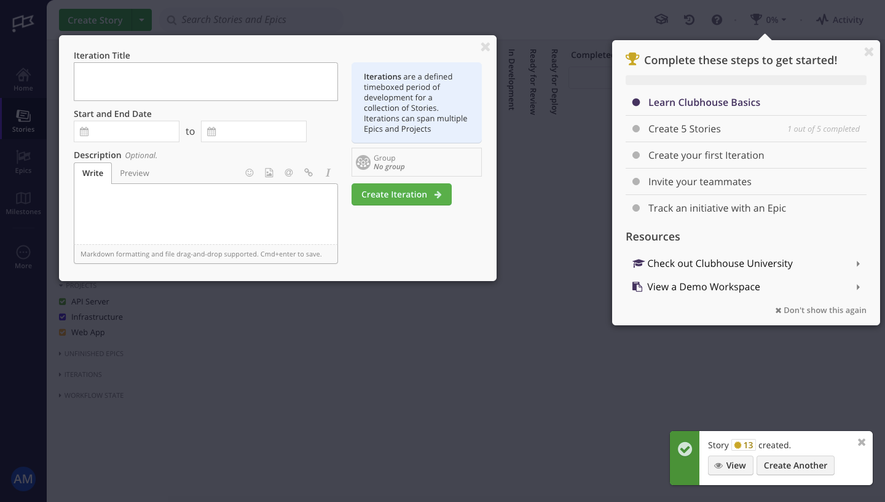 Shortcut lubhouse User Onboarding