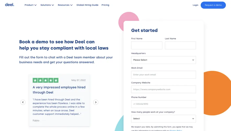 Deel Demo Request