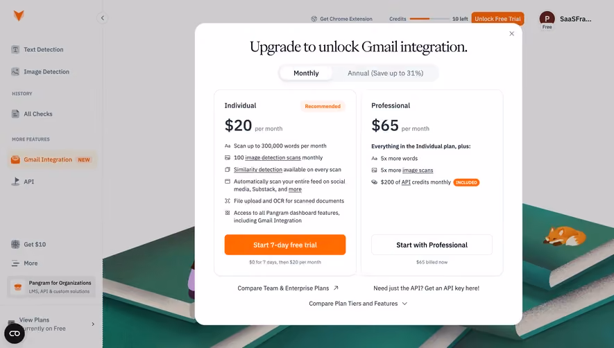 Pangram Gmail integration plans
