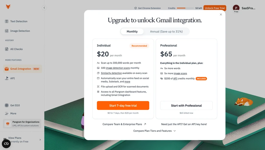 Pangram Gmail integration plans