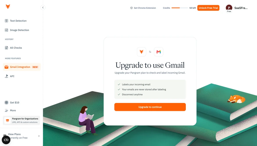 Pangram Unlock Gmail integration