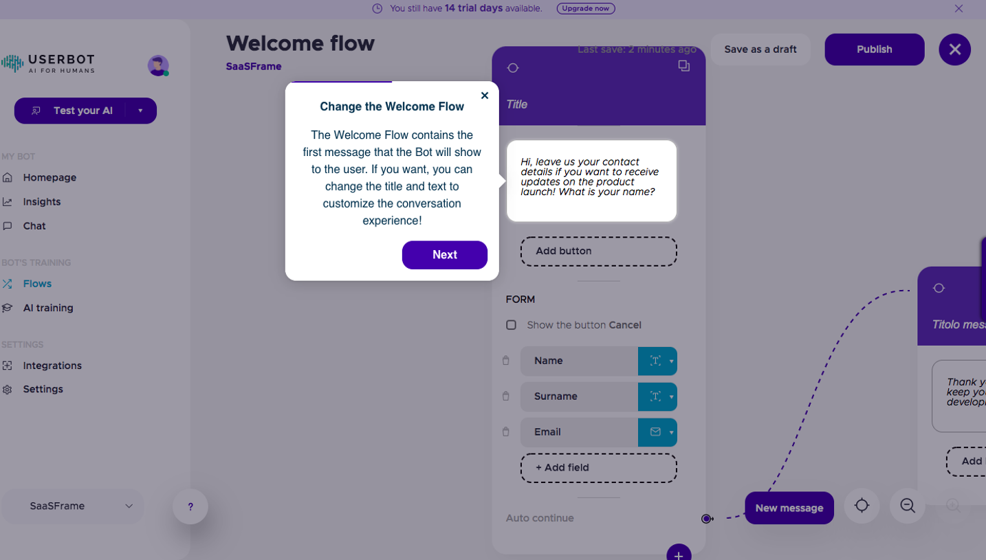 Userbot User Onboarding