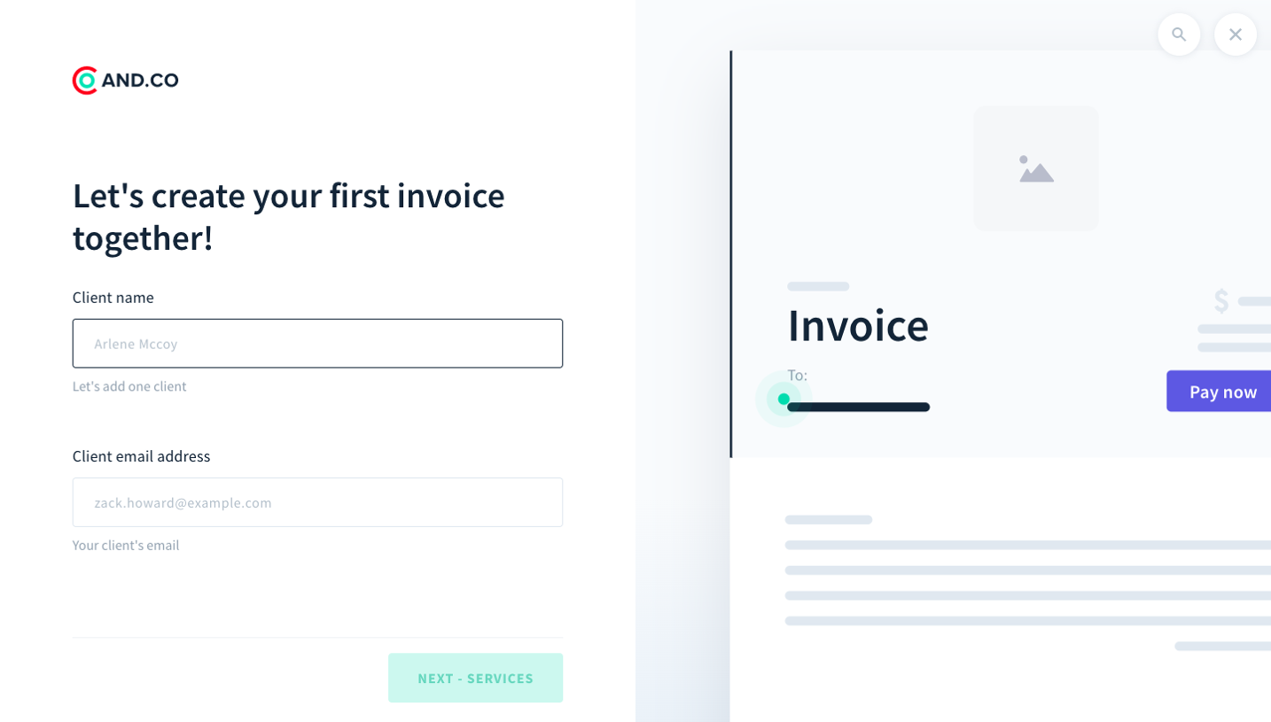 AND.CO Onboarding Flow