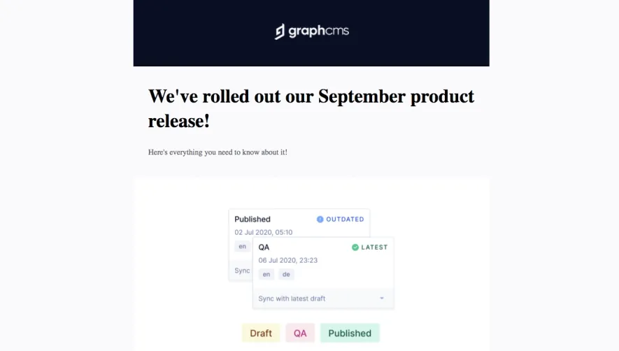 GraphCMS New Features Emails