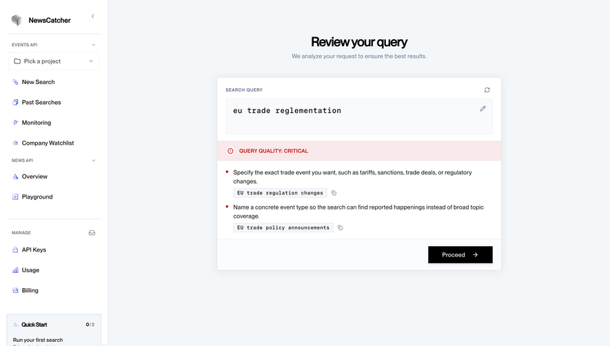 NewsCatcher Query Review