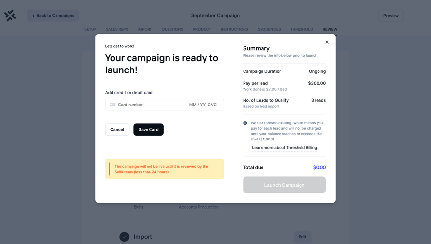 Sellx Campaign Checkout