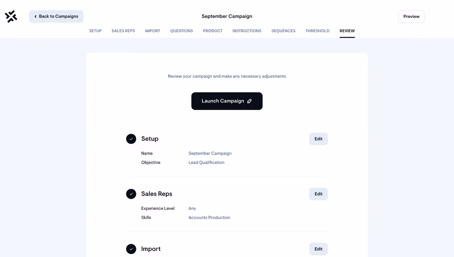 Sellx Review Campaign Setup