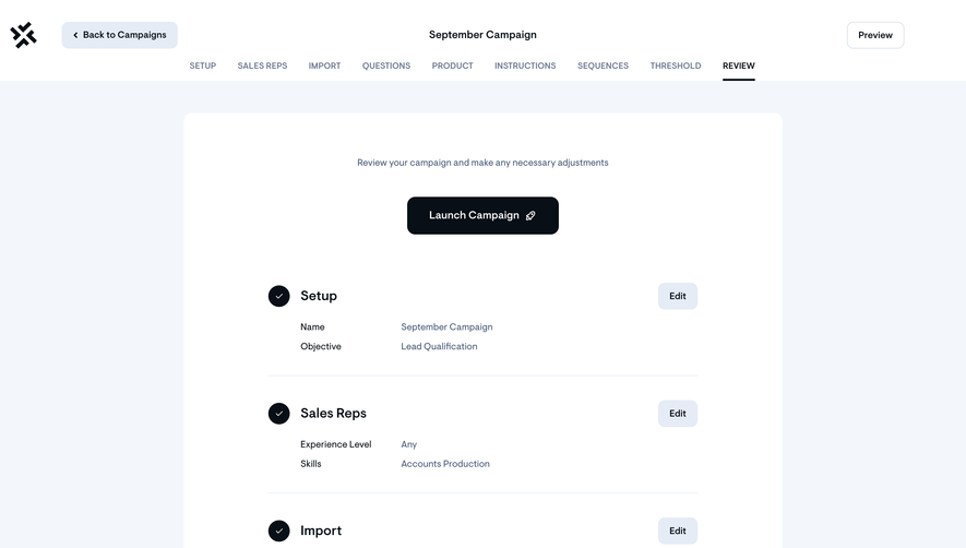 Sellx Review Campaign Setup