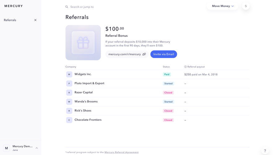 Mercury Referral Dashboard