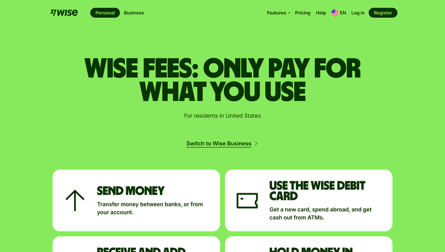 Wise Pricing Page