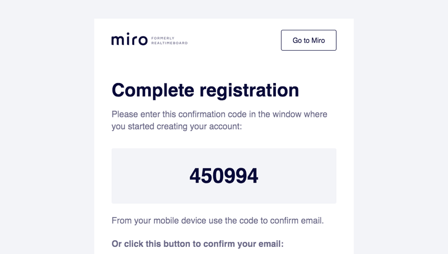 Miro SIgn Up Flow