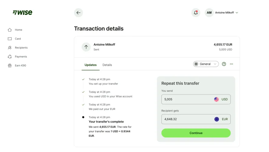 Wise Transaction Details