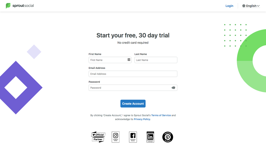 Sprout Social Signup Page