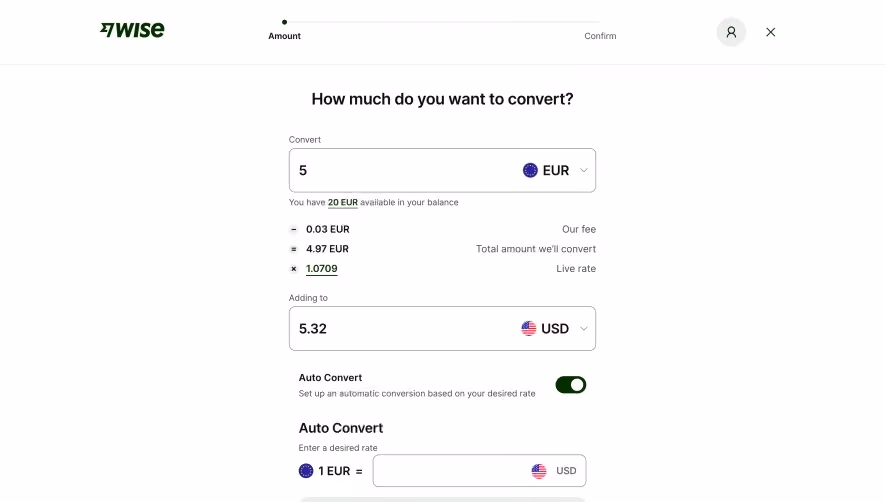 Wise Select Conversion Amount