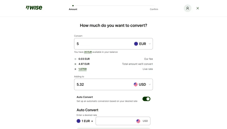 Wise Select Conversion Amount