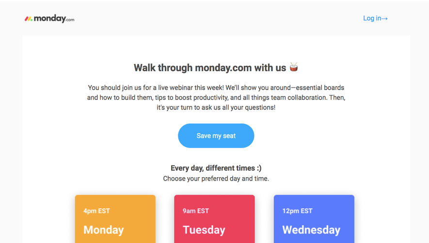 Monday Onboarding Emails