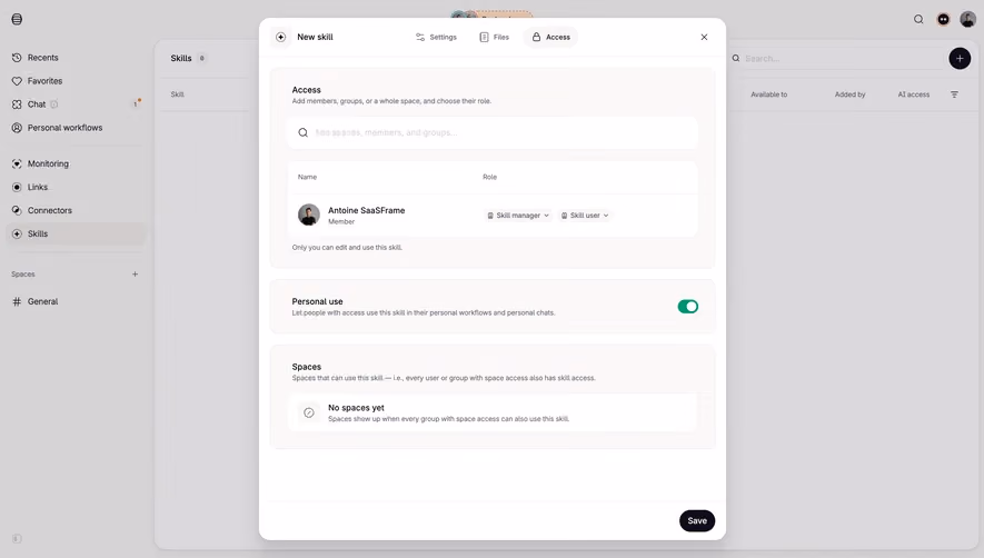 Tines Skill Access Settings