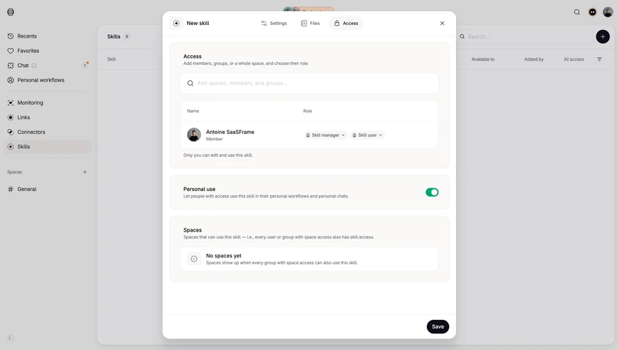Tines Skill Access Settings