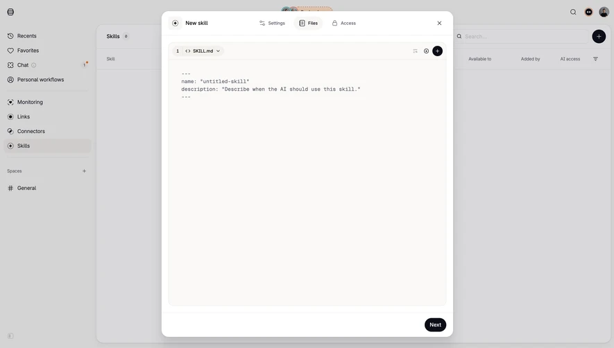 Tines Skill Definition Editor