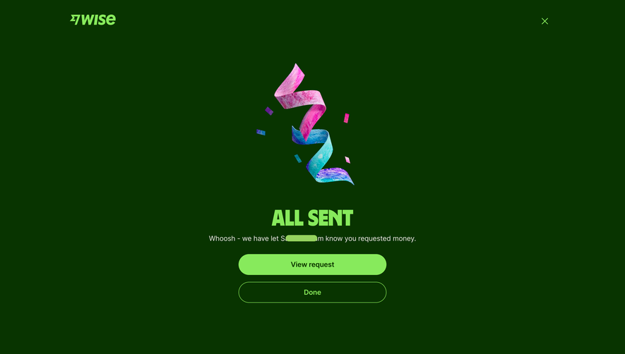 Wise Payment Request Sent