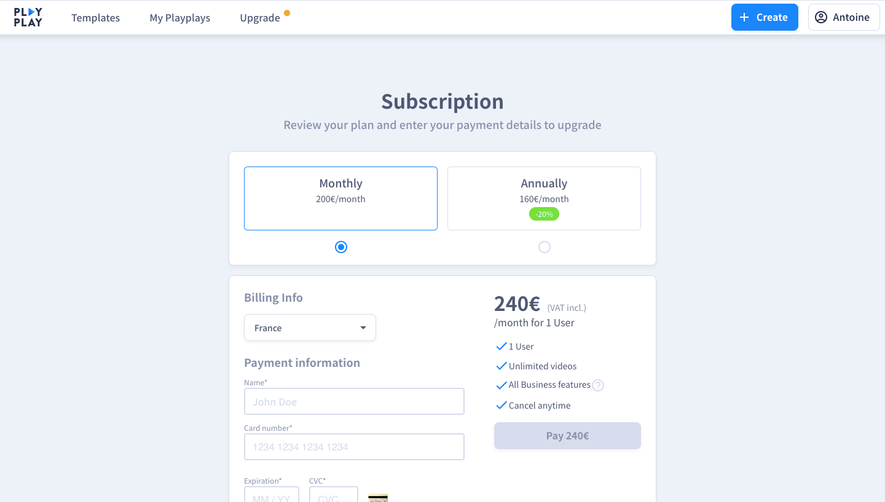 PlayPlay Checkout
